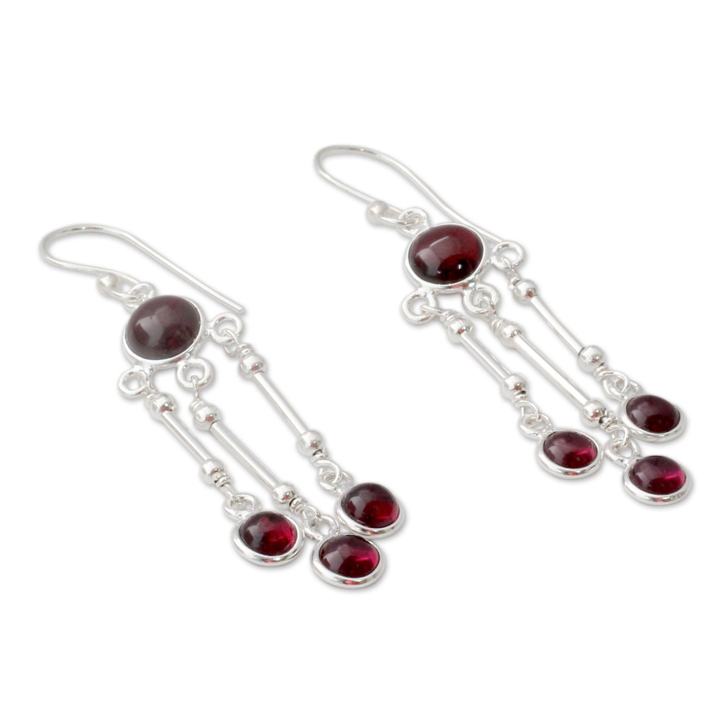 Dreamer Garnet & Silver Chandelier Earrings