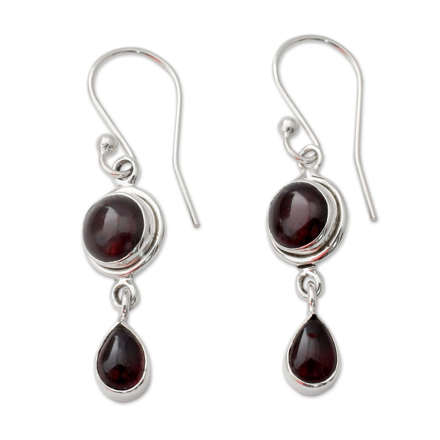 Garnet Glow Sterling Silver Drop Earrings