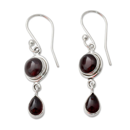 Garnet Glow Sterling Silver Drop Earrings