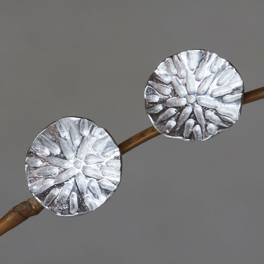 Pennywort Leaf Bali Handcrafted Sterling Silver Leaf Earrings