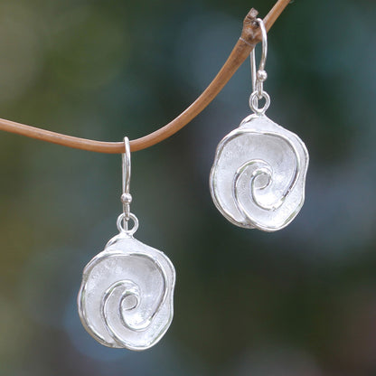 Sweet Gardenia Bali Floral Handcrafted Sterling Dangle Earrings