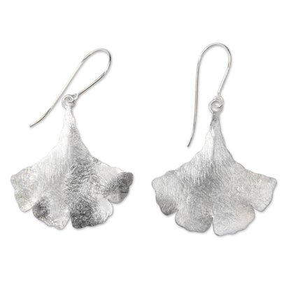 Celery Leaves Leaf Shaped Sterling Silver Earrings Handmade in Bali