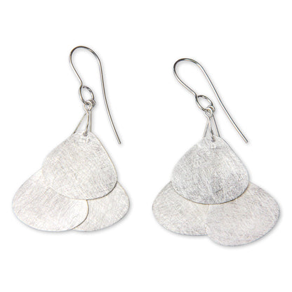 Tripartite Butterfly Wings Sterling Silver Hook Earrings Artisan Crafted Jewelry