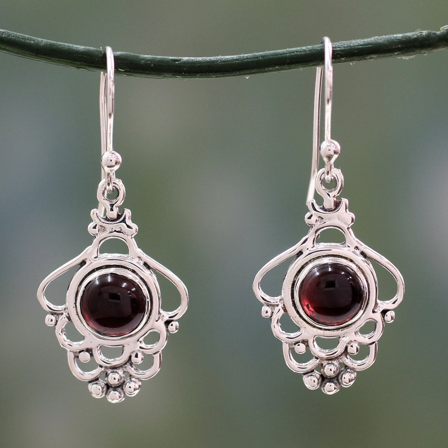 Cascading Beauty Garnet Dangle Earrings