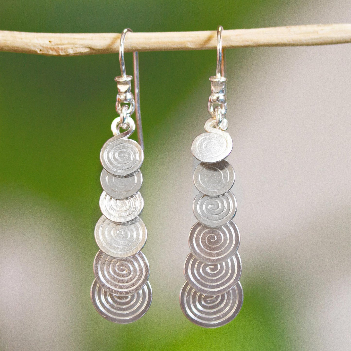 Moving On Long Silver Earrings Artisan Crafted Taxco Jewelry