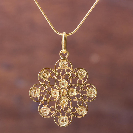 Gardenia Filigree Pendant Necklace