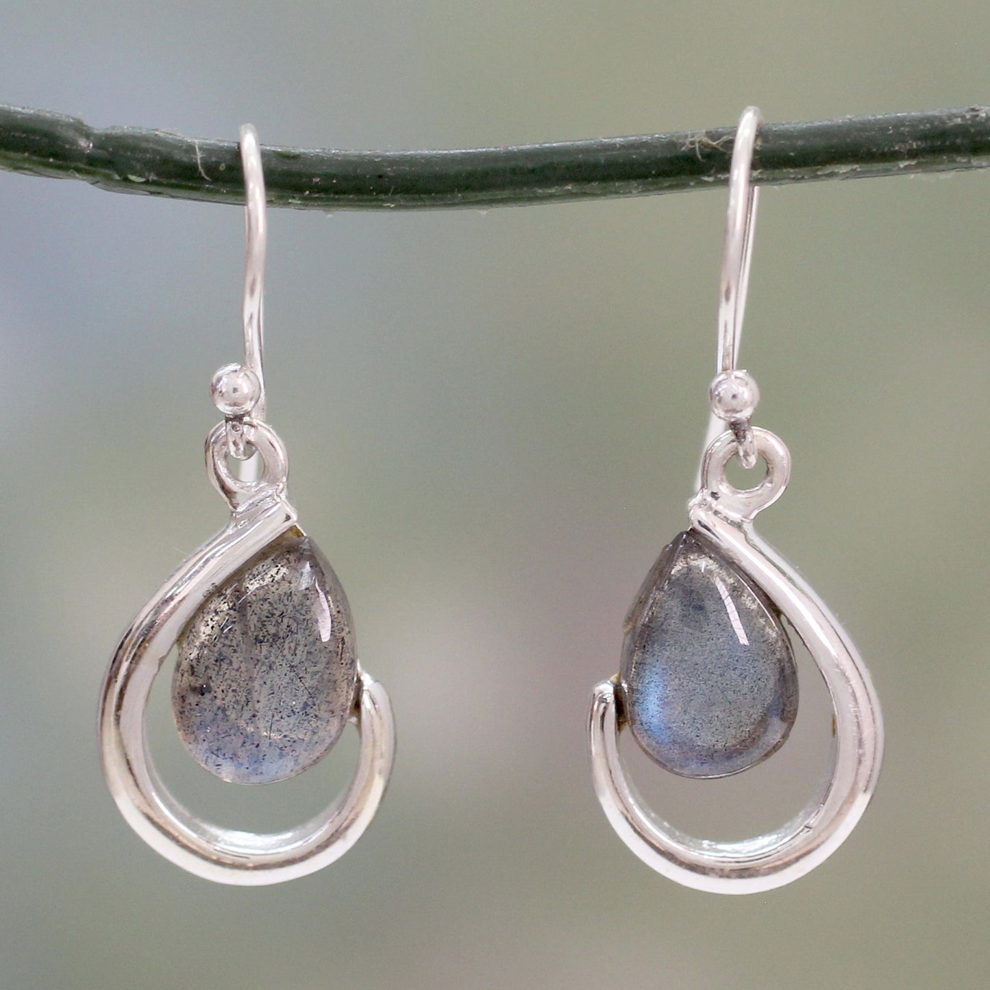 Sublime Symmetry India Labradorite and Silver Handcrafted Earrings