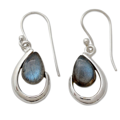 Sublime Symmetry India Labradorite and Silver Handcrafted Earrings