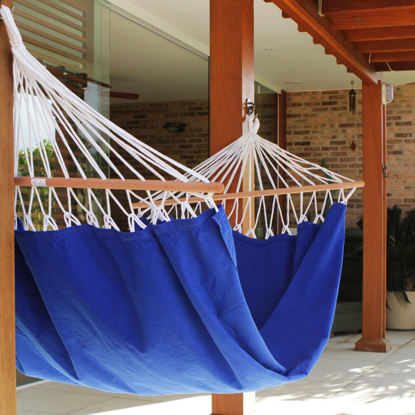Ceara Blue Blue Brazil Cotton Hammock with Spreader Bars (Single)