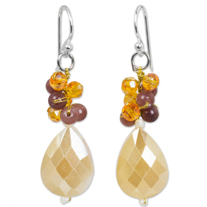 Early Light Quartz & Silver Plated Earrings