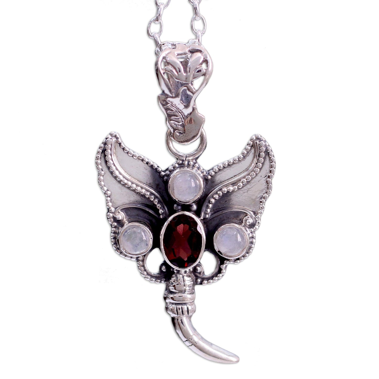 Butterfly Triumph Multi-Gem Pendant Necklace