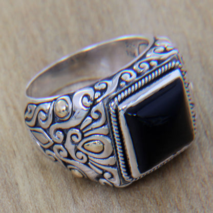 Tambora Onyx Silver Accented Ring