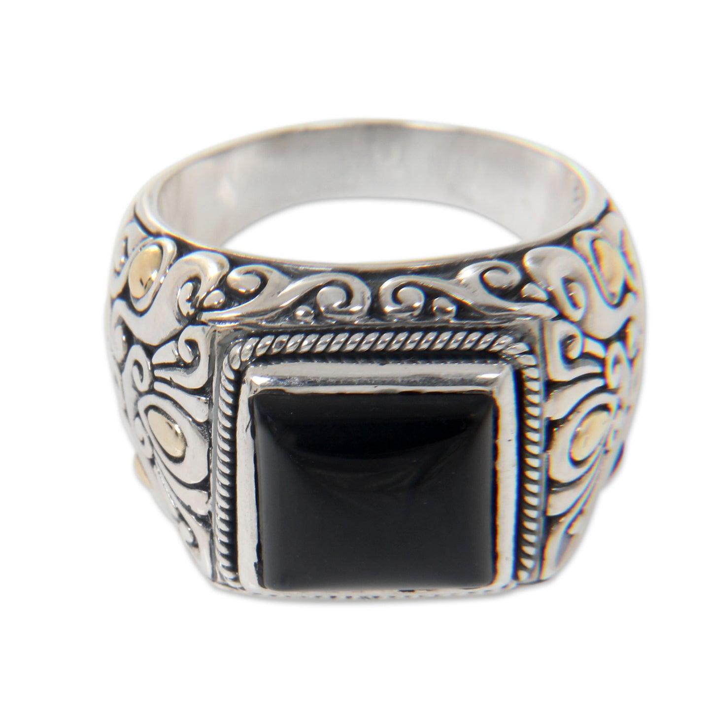 Tambora Onyx Silver Accented Ring