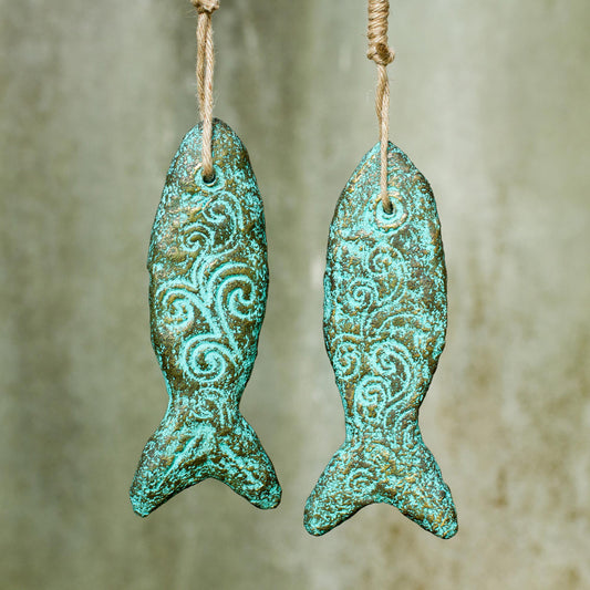 Happiness Fish Buddhism Fish Ornament Handmade Recycled Paper (Pair)