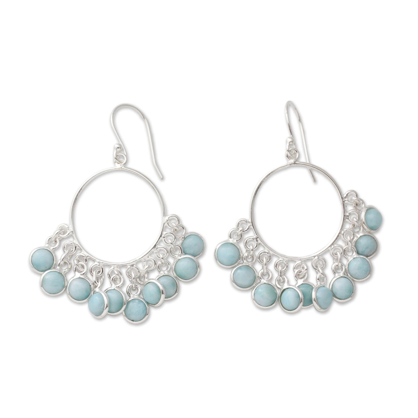 Playful Petals Handmade Larimar and Sterling Silver Chandelier Earrings