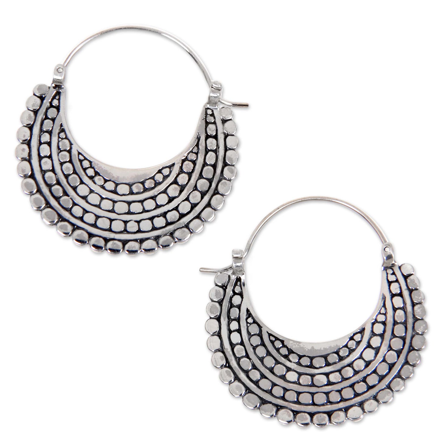 Moon Silver Hoop Earrings