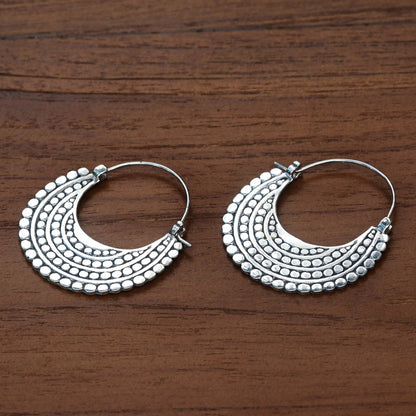 Moon Silver Hoop Earrings