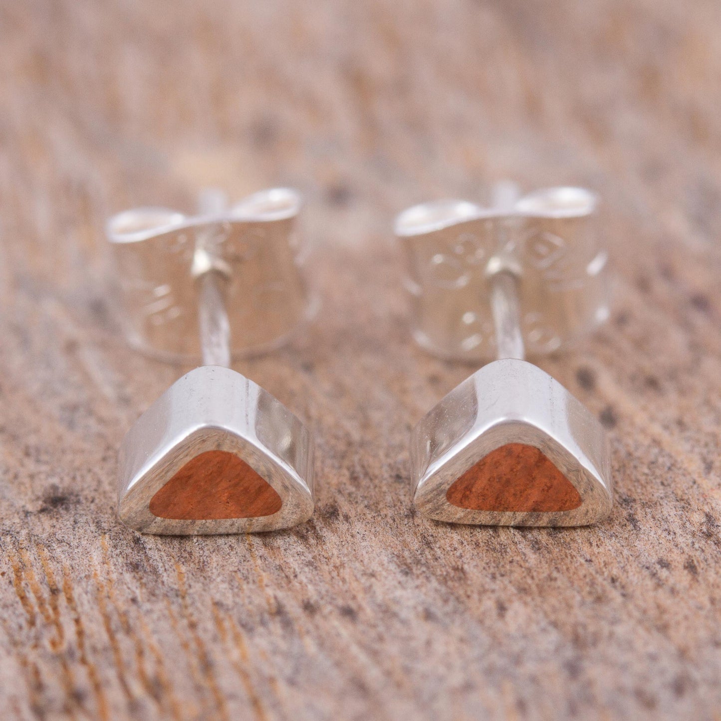 Sunny Spark Copper on Sterling Silver Stud Earrings from Taxco