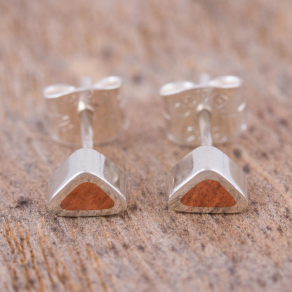 Sunny Spark Copper on Sterling Silver Stud Earrings from Taxco