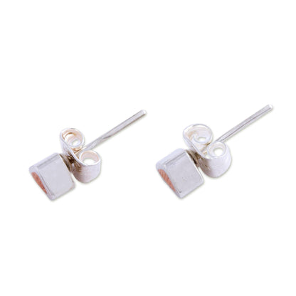 Sunny Spark Copper on Sterling Silver Stud Earrings from Taxco