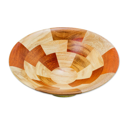Stairway of Nature Mahogany and Palo Blanco Wood Fruit Bowl Crafted by Hand