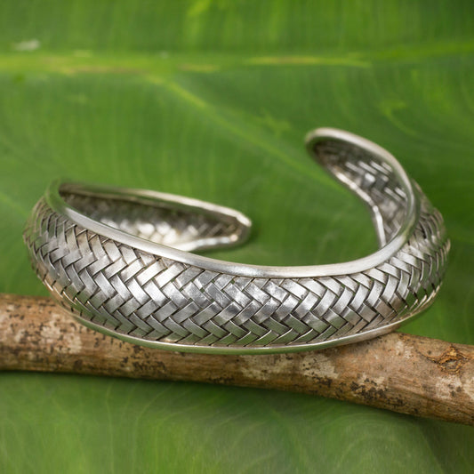 Swimming Fish Woven Sterling Silver Cuff