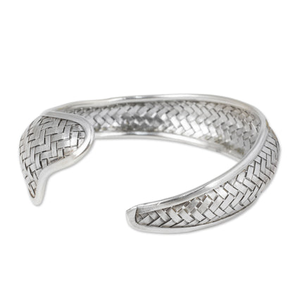 Swimming Fish Woven Sterling Silver Cuff