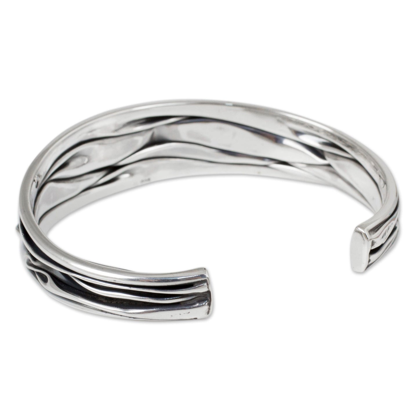 Narrow River Sterling Silver Cuff Bracelet