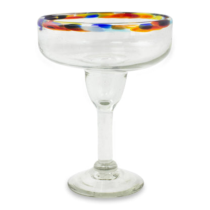 Confetti Path Set of 6 Artisan Crafted Blown Glass Margarita Glasses