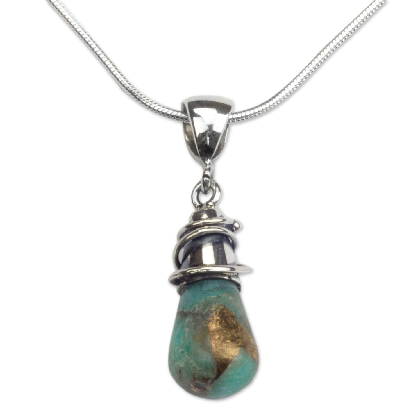 Golden Sea Currents Amazonite Pendant Necklace