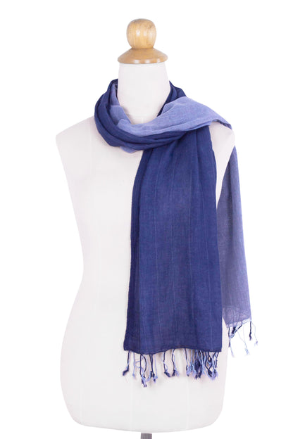 Blue Duet Handcrafted Cotton Scarf