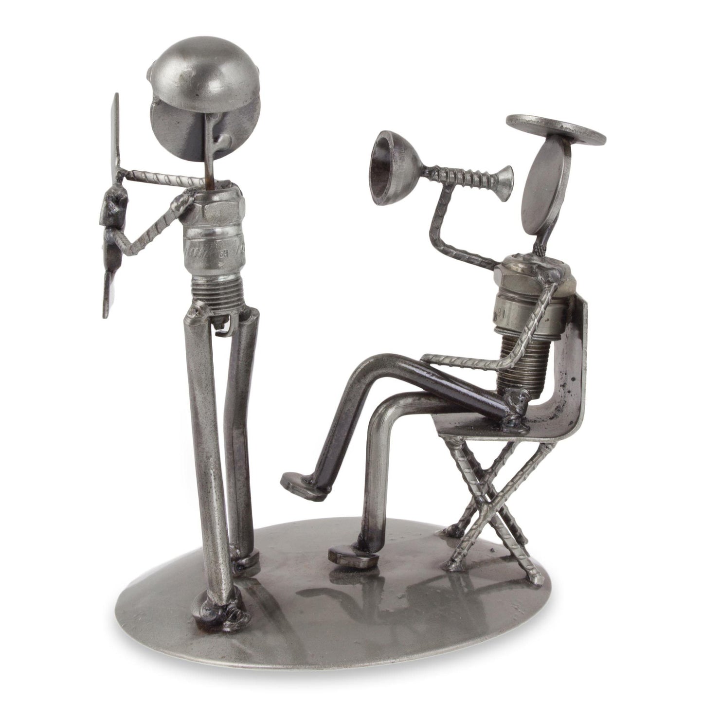 Recycled Metal Rustic Film Director Sculpture