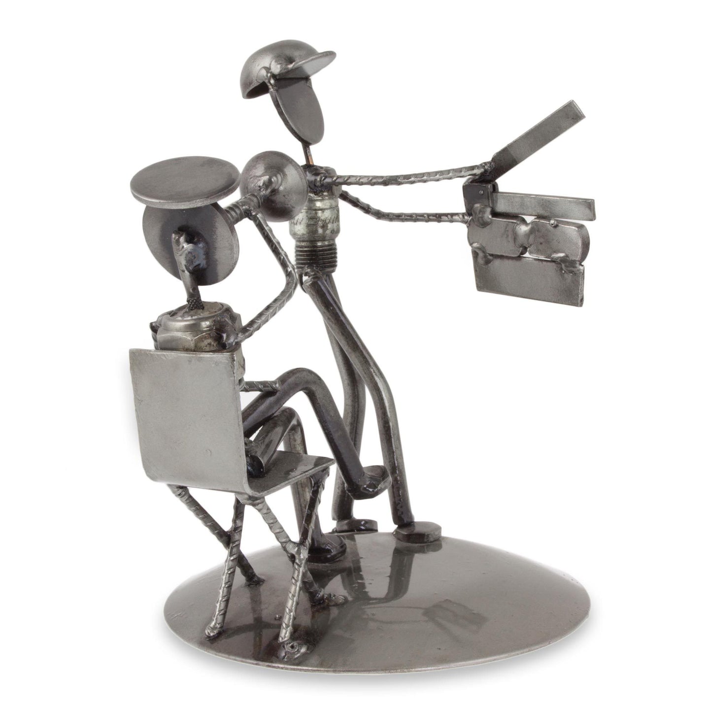 Recycled Metal Rustic Film Director Sculpture