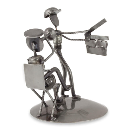 Recycled Metal Rustic Film Director Sculpture