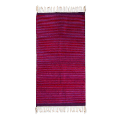 Oaxaca Guelaguetza Pink and Purple Handwoven 2.5 x 5 Authentic Zapotec Rug
