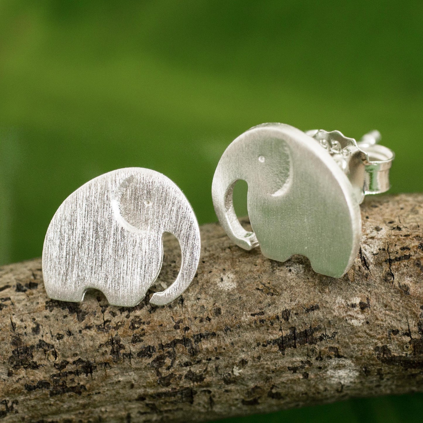 Elephant Fun Stud Earrings with Elephant Motif in 925 Sterling Silver