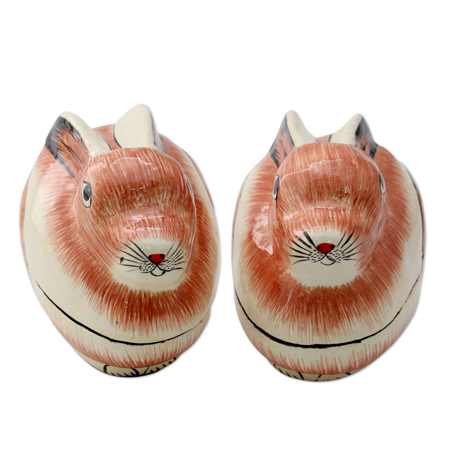 Baby Bunnies India Rabbit Theme Handcrafted Papier Mache Boxes (Pair)