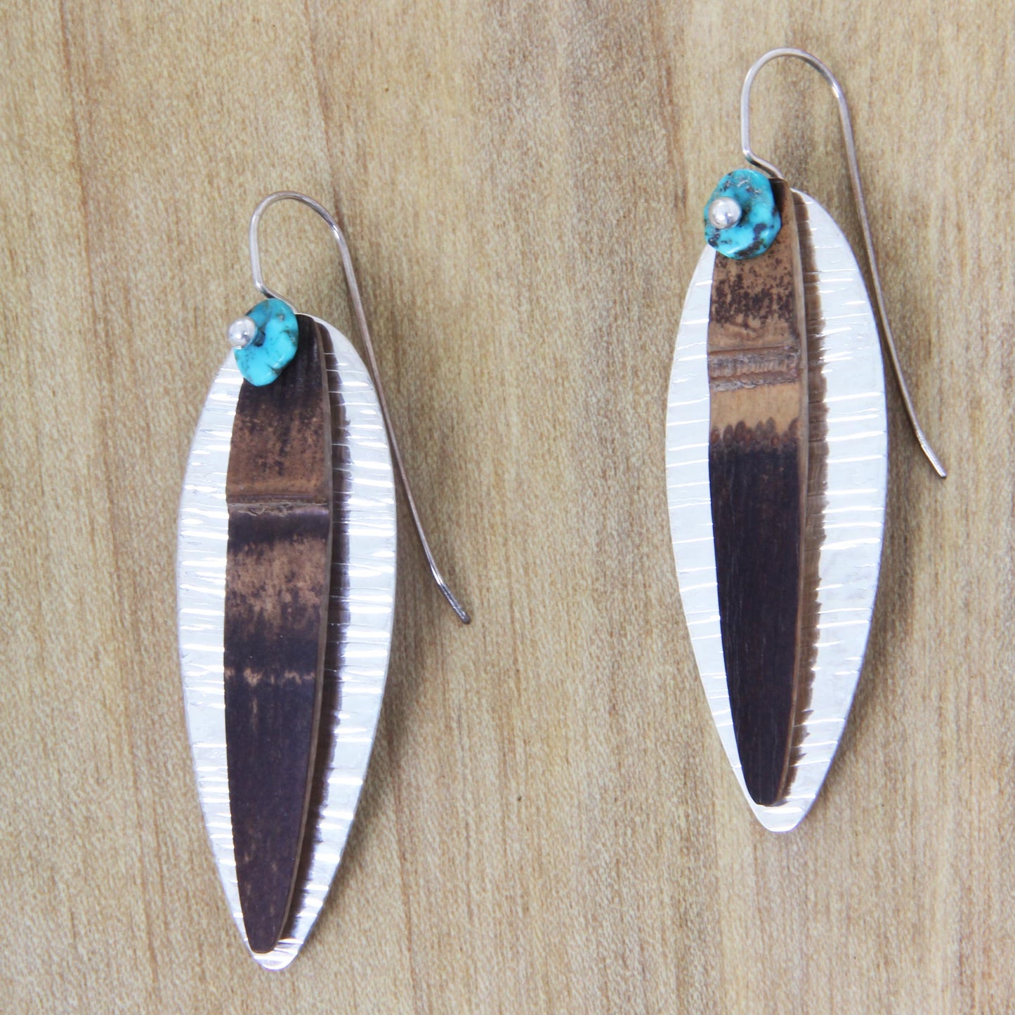Bamboo Island Drop Earrings Crafted from Silver Turquoise and Bamboo