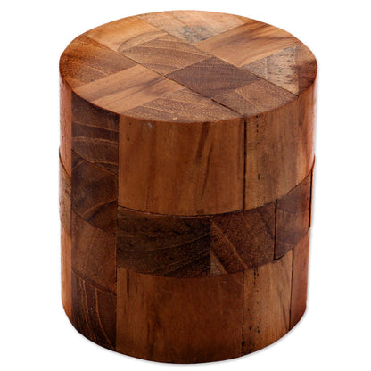 Forest Cylinder Challenging 3-D Puzzle Artwork Handcrafted of Teak Wood