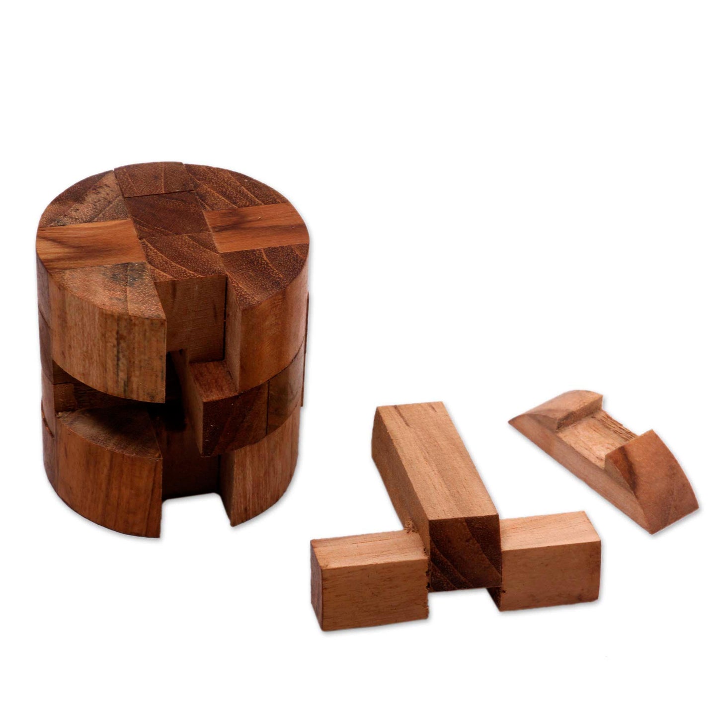 Forest Cylinder Challenging 3-D Puzzle Artwork Handcrafted of Teak Wood