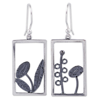 Flowers in the Window Peru Artisan Crafted Sterling Silver Dangle Earrings