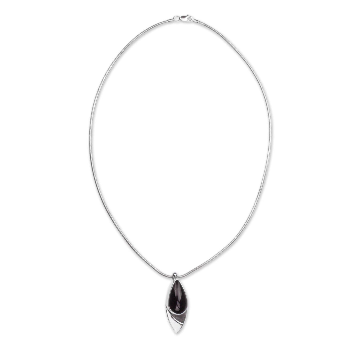 Night's Edge Obsidian Pendant Necklace in Taxco Silver from Mexico