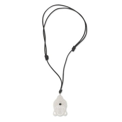 White Buddha Head Bone Pendant Necklace