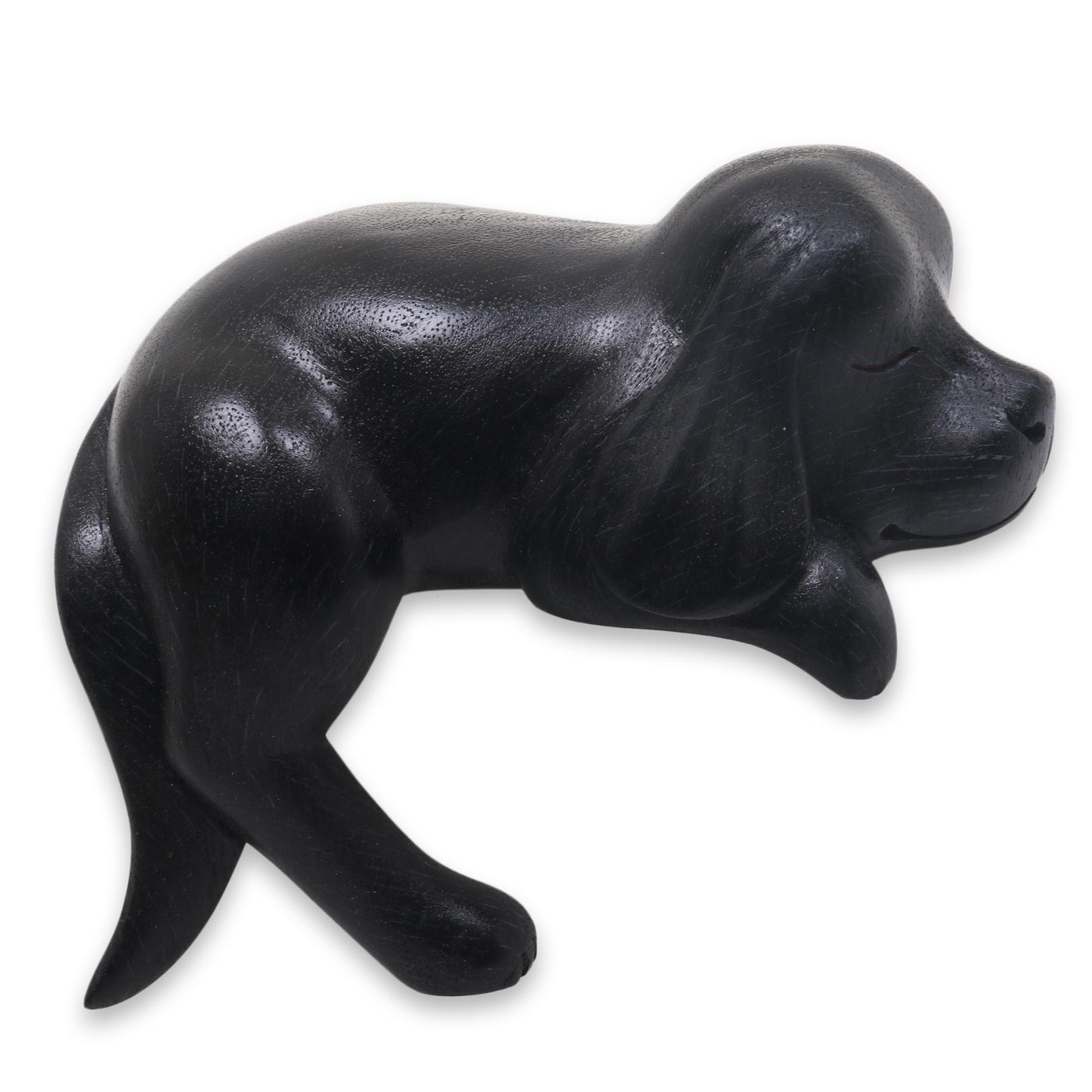 Sleepy Black Cocker Spaniel Black Wood Handmade Cocker Spaniel Puppy Sculpture