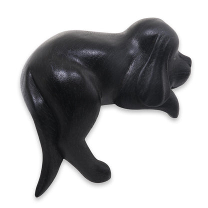 Sleepy Black Cocker Spaniel Black Wood Handmade Cocker Spaniel Puppy Sculpture