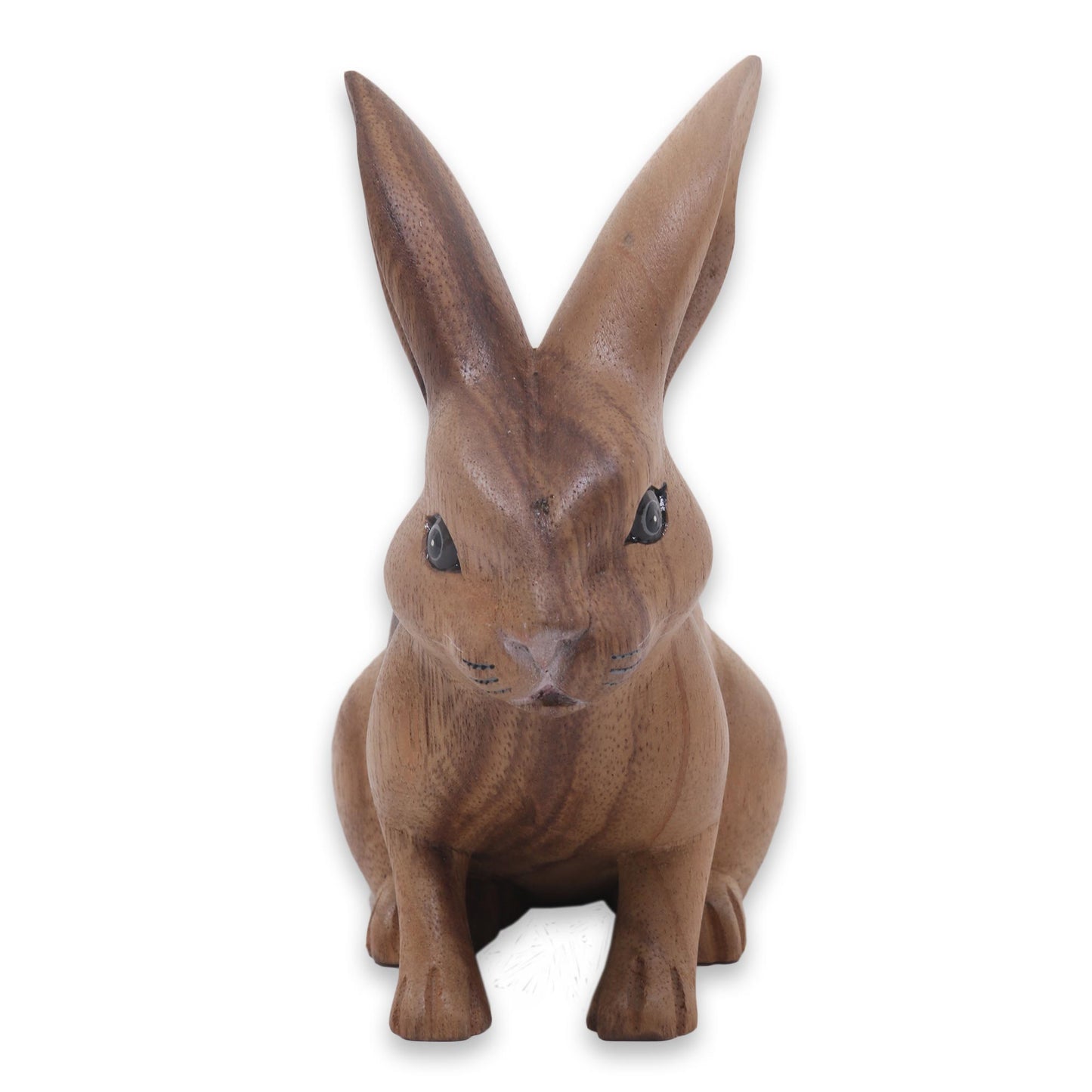 Cute Ginger Rabbit Fair Trade Hand Carved Wooden Rabbit Statuette