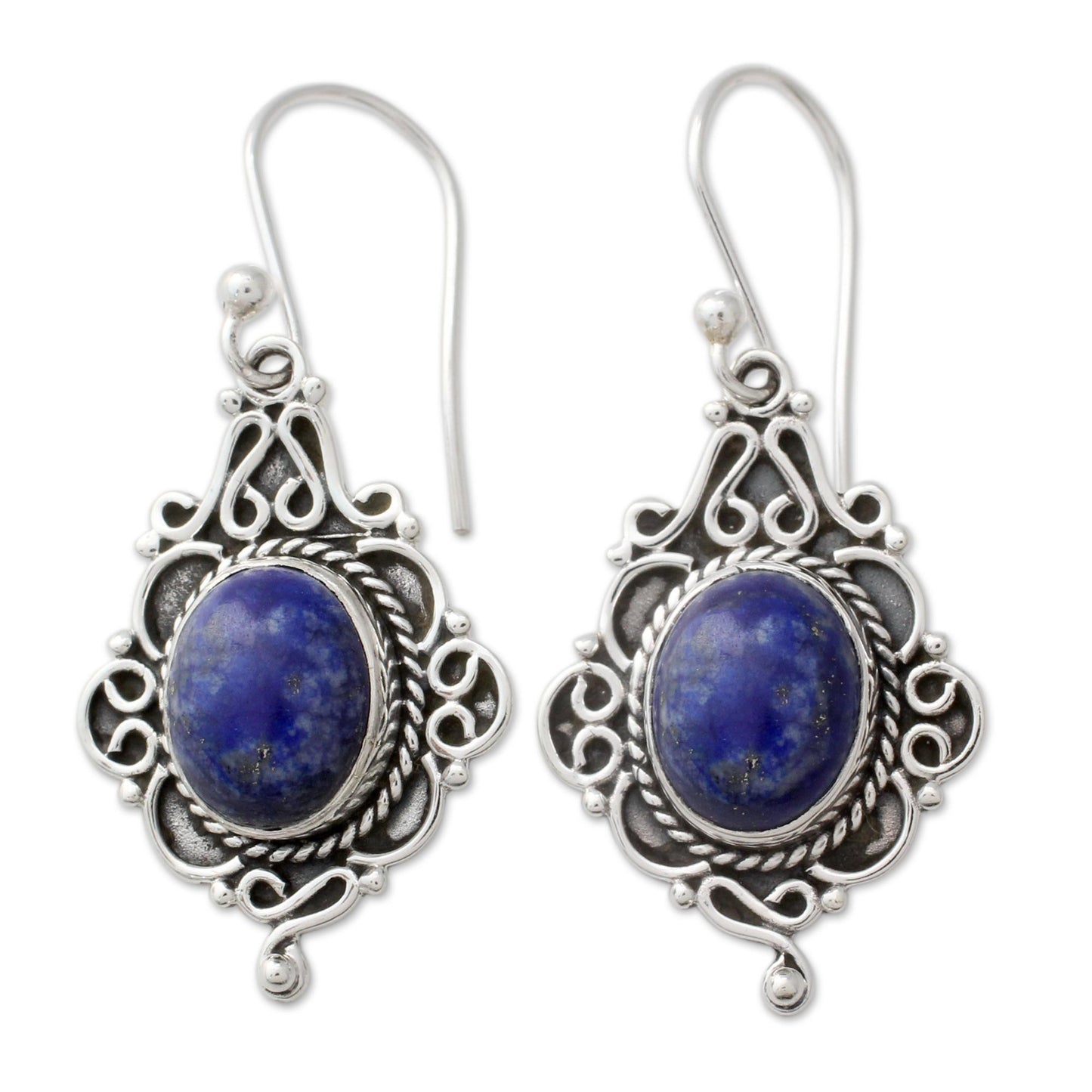 Sky Symphony Lapis Lazuli Oval Dangle Earrings