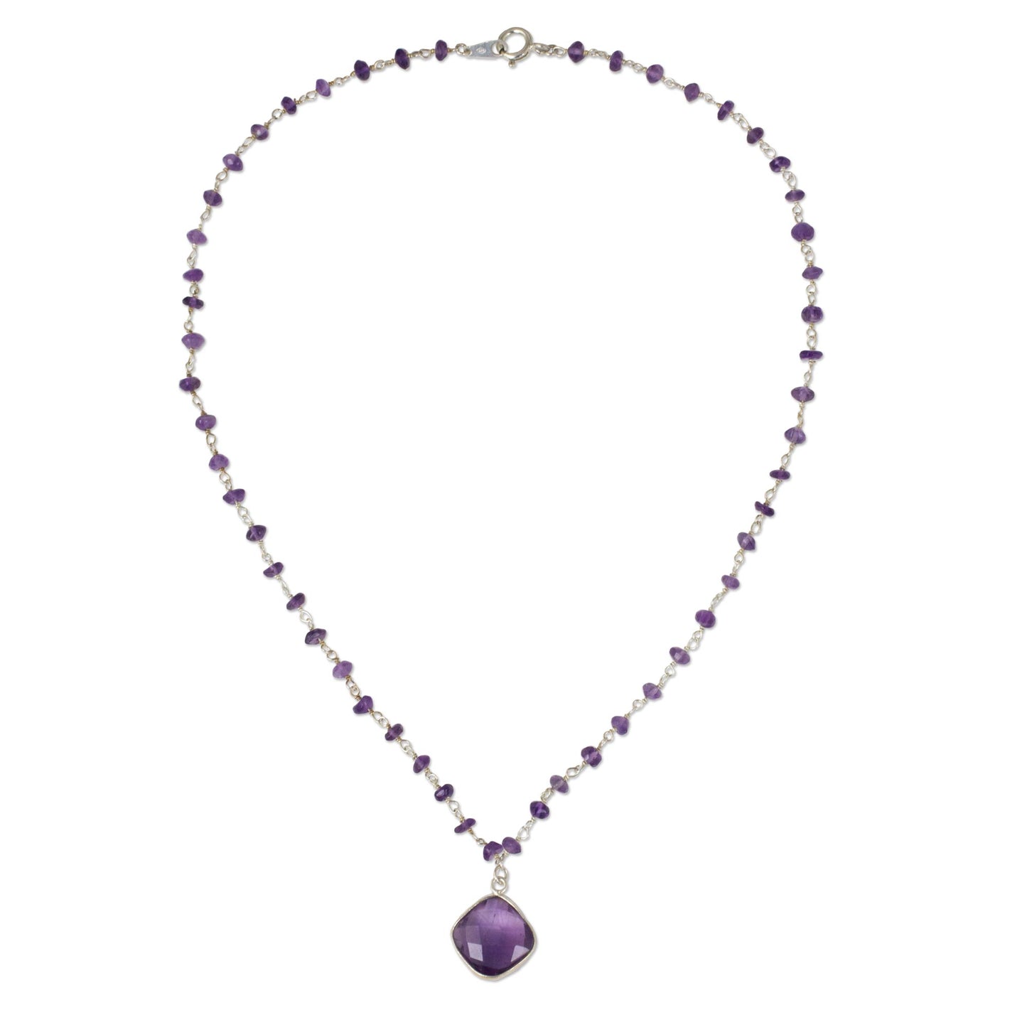 Lavender Breeze Handcrafted Faceted Amethyst and Sterling Silver Necklace