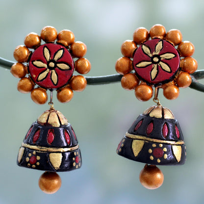 Palace Nights Colorful Ceramic Dangle Style Earrings with Silver Posts