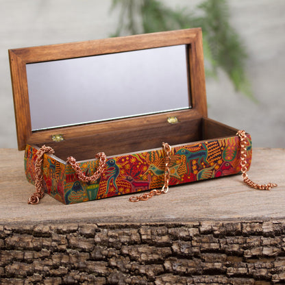 Huichol Fiesta Huichol Theme Decoupage Jewelry Box with Mirror